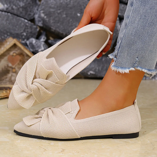 Mesh Bow Slip-On Comfort Shoes