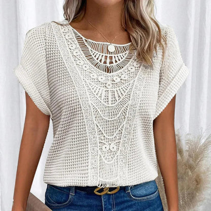 Women’s Elegant Lace Detail Relaxed-Fit Blouse