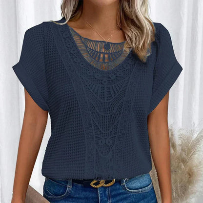 Women’s Elegant Lace Detail Relaxed-Fit Blouse