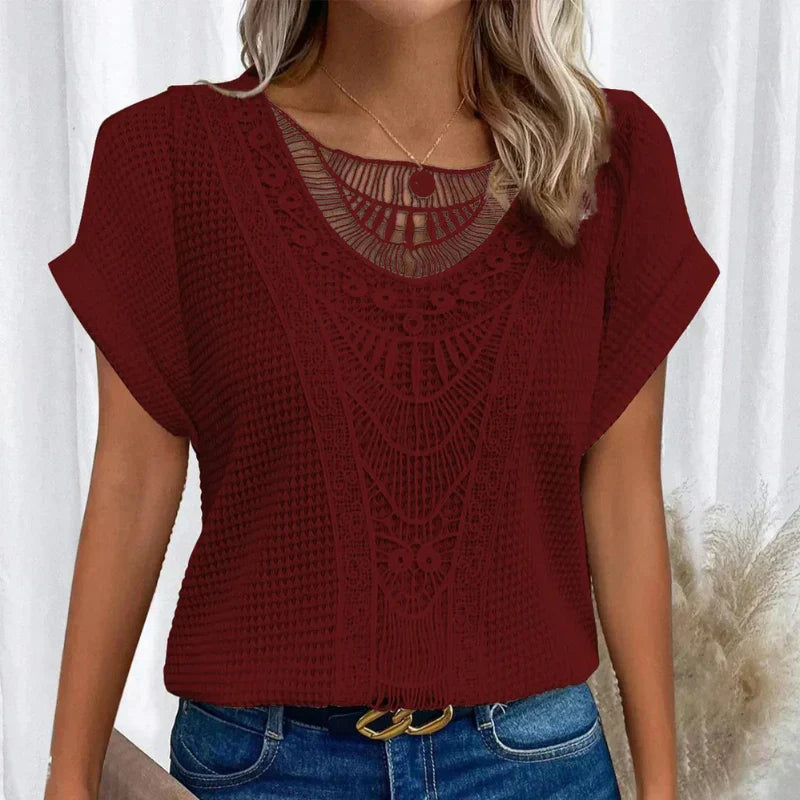 Women’s Elegant Lace Detail Relaxed-Fit Blouse