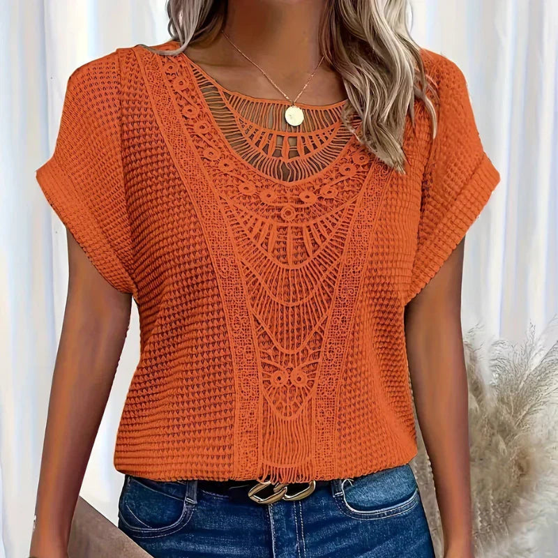 Women’s Elegant Lace Detail Relaxed-Fit Blouse