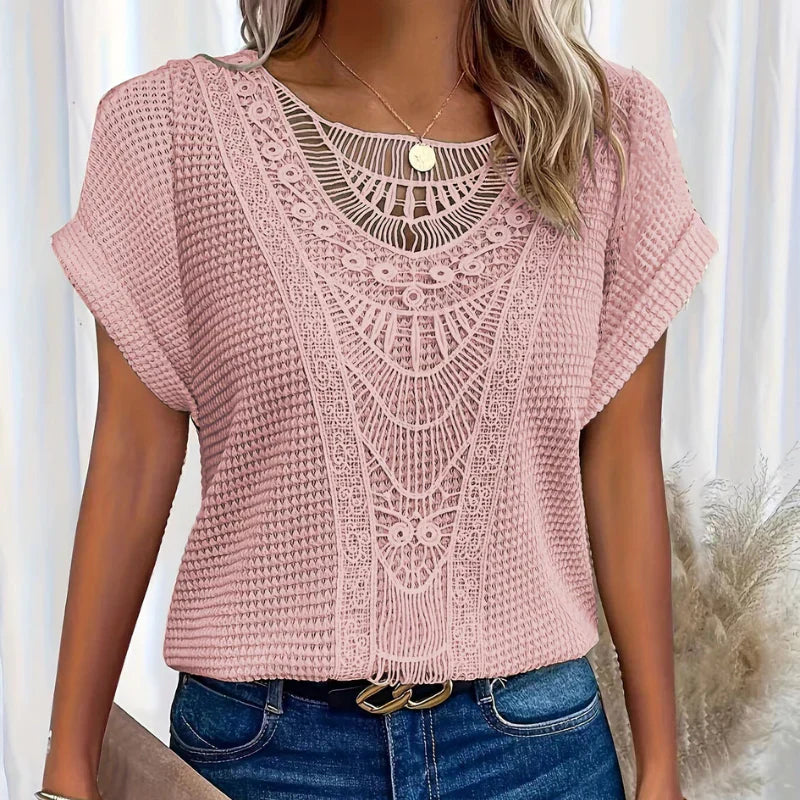 Women’s Elegant Lace Detail Relaxed-Fit Blouse