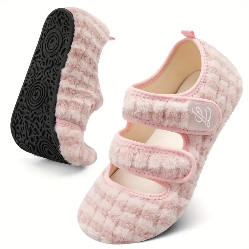 Women's Wide Rubber Sole Slippers, Soft-Lightweight House Shoes