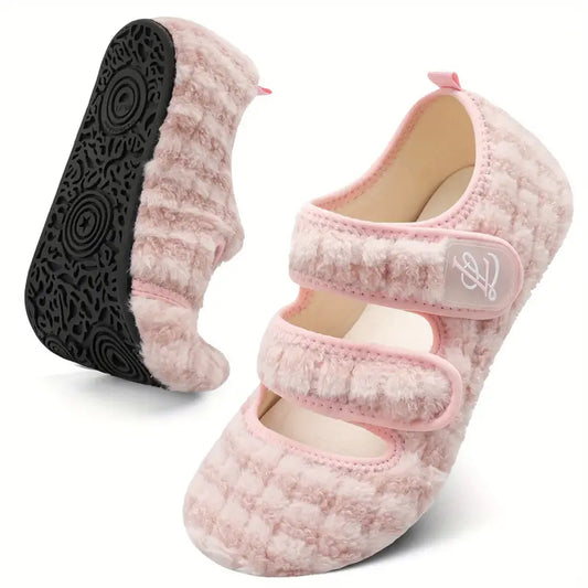 Women's Wide Rubber Sole Slippers, Soft-Lightweight House Shoes