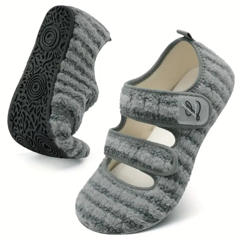Women's Wide Rubber Sole Slippers, Soft-Lightweight House Shoes