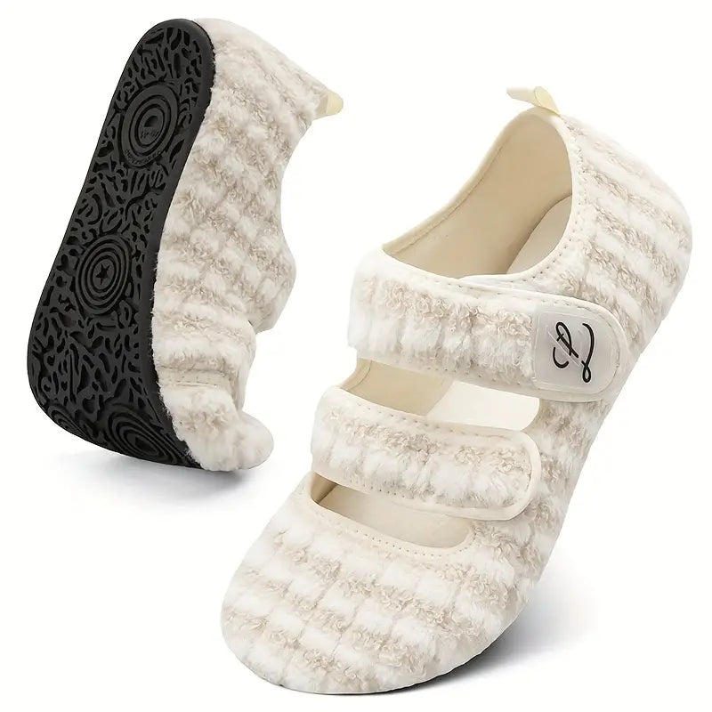 Women's Wide Rubber Sole Slippers, Soft-Lightweight House Shoes