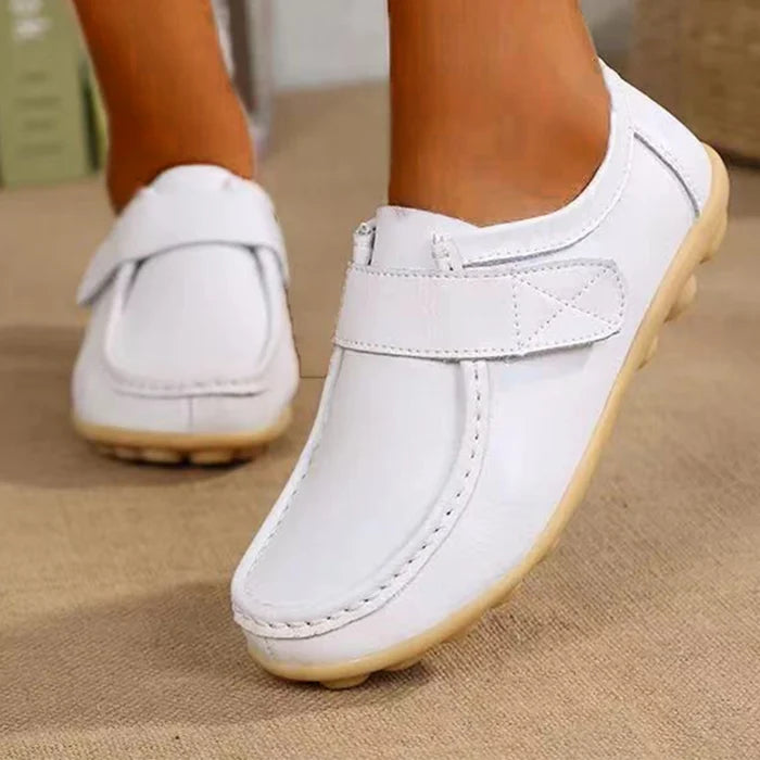 Leather-Look Flat Non-Slip Nurse Shoes