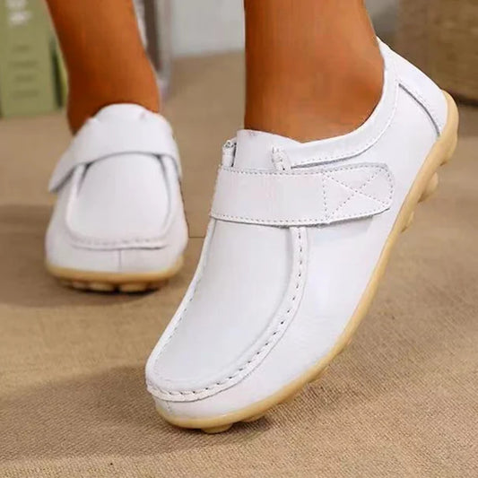 Leather-Look Flat Non-Slip Nurse Shoes