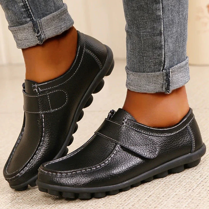 Leather-Look Flat Non-Slip Nurse Shoes