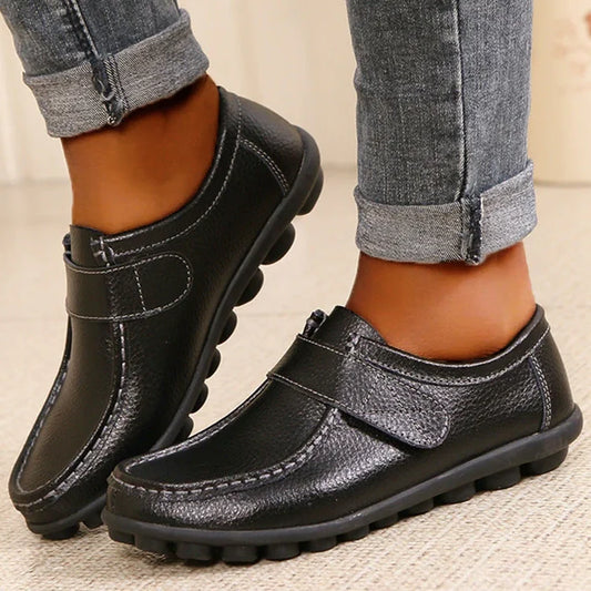 Leather-Look Flat Non-Slip Nurse Shoes