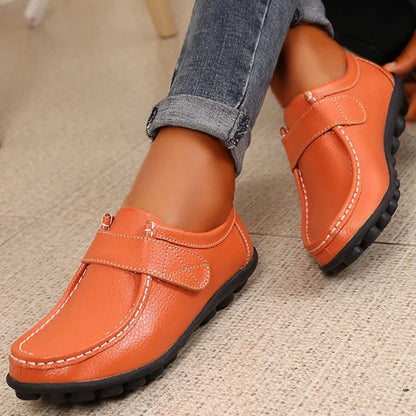 Leather-Look Flat Non-Slip Nurse Shoes