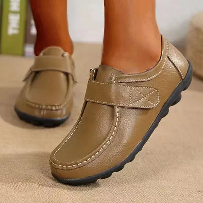 Leather-Look Flat Non-Slip Nurse Shoes