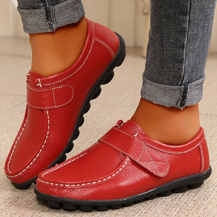 Leather-Look Flat Non-Slip Nurse Shoes