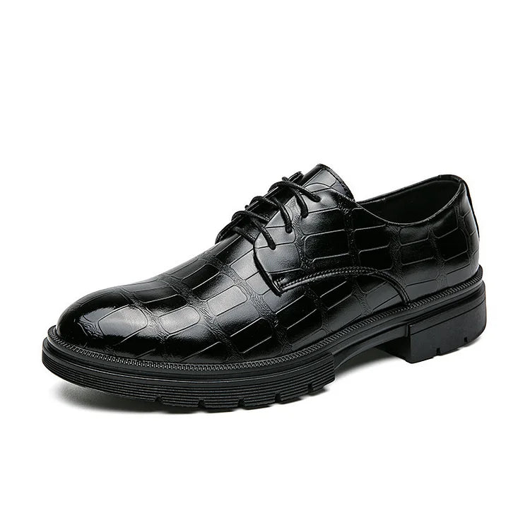 Men's Handmade Crocodile Print Casual Business Leather-Look Shoes