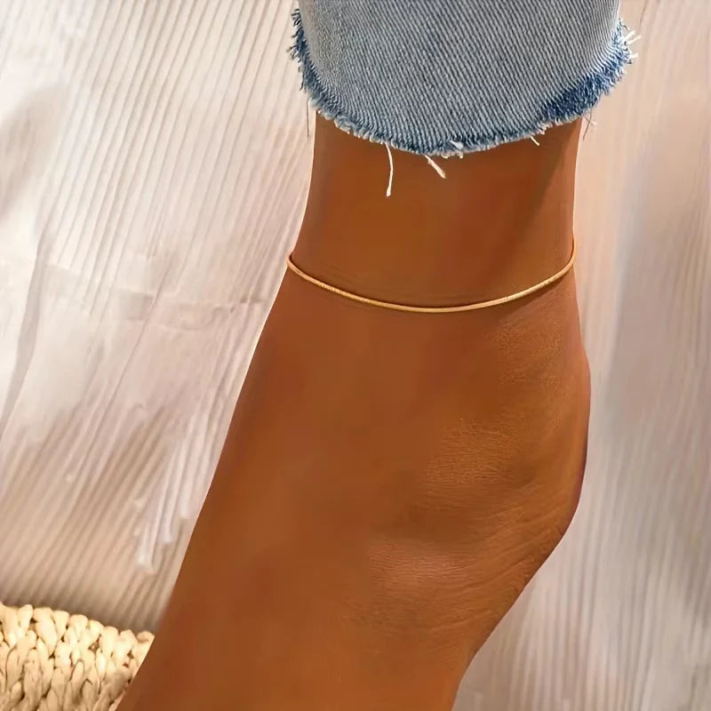 Women’s Polished Snake Chain Adjustable Anklet