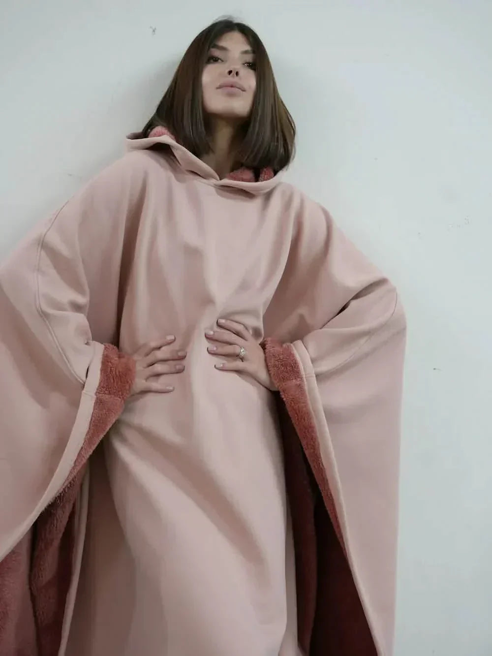 Hooded Fleece Lined Blanket Cape