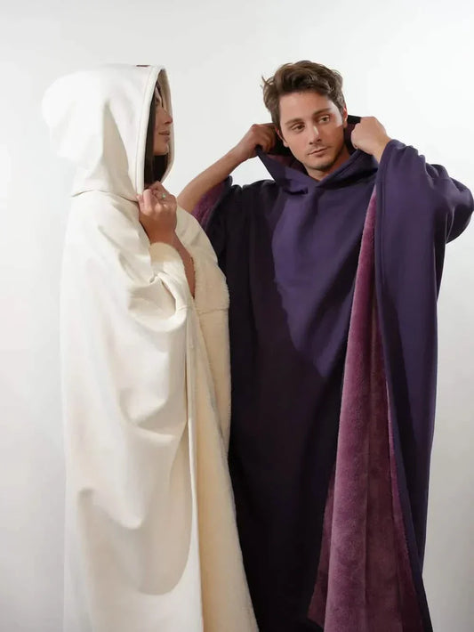Hooded Plush Fleece Poncho Blanket
