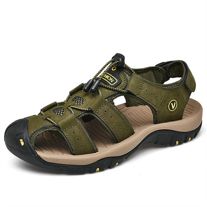 Men's Rubber Toe Cap Leather-Look Breathable Water Sandals Shoes
