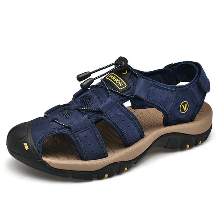 Men's Rubber Toe Cap Leather-Look Breathable Water Sandals Shoes