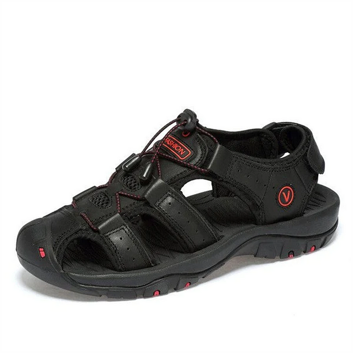 Men's Rubber Toe Cap Leather-Look Breathable Water Sandals Shoes