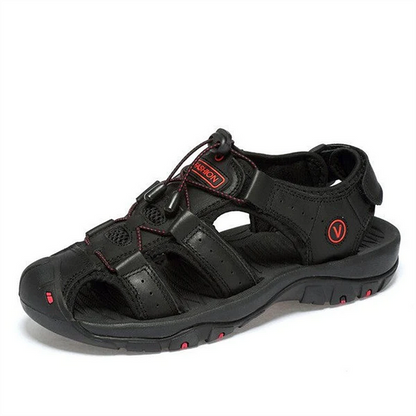 Men's Rubber Toe Cap Leather-Look Breathable Water Sandals Shoes