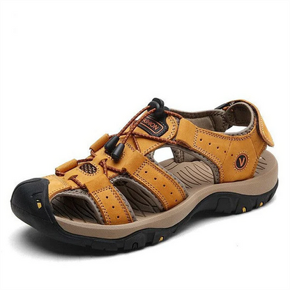 Men's Rubber Toe Cap Leather-Look Breathable Water Sandals Shoes