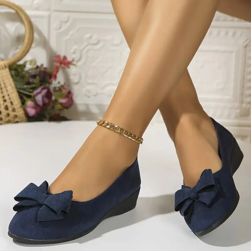 Bowknot Decor Wedge Heeled Loafers