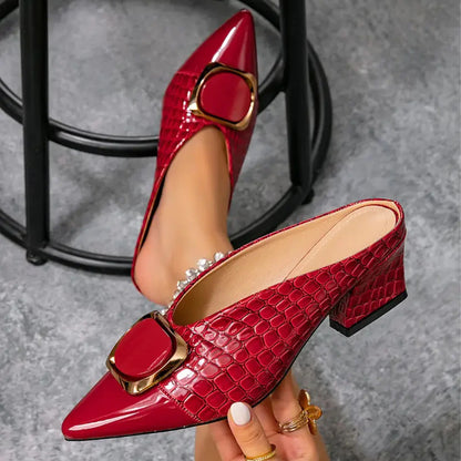 Women’s Croc-Effect Buckle Court Shoes