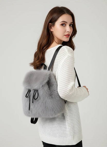 Women’s Faux Fur Drawstring Backpack