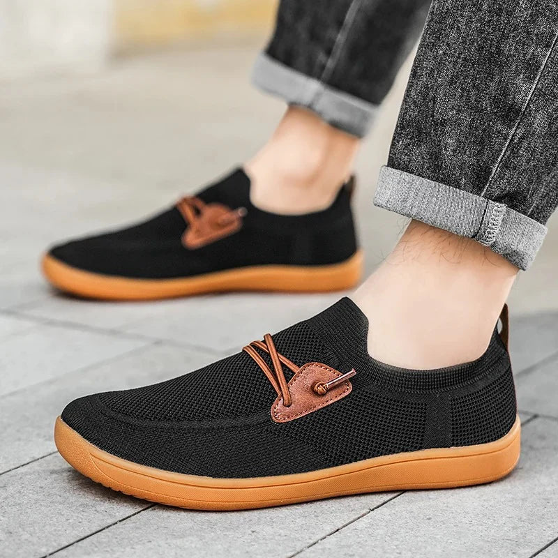 Men’s Knit Leather-Look Trainer