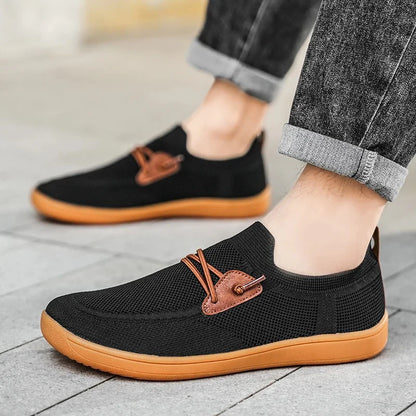 Men’s Knit Leather-Look Trainer