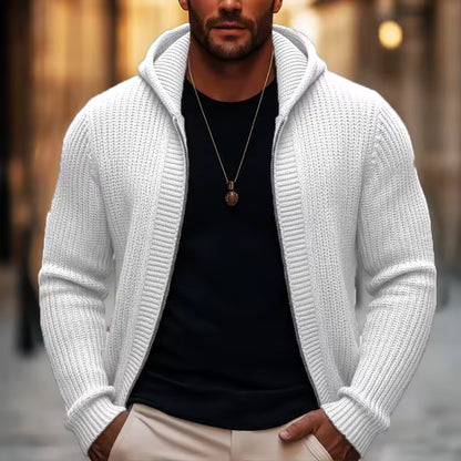 Men’s Hooded Zip-Up Knitted Cardigan