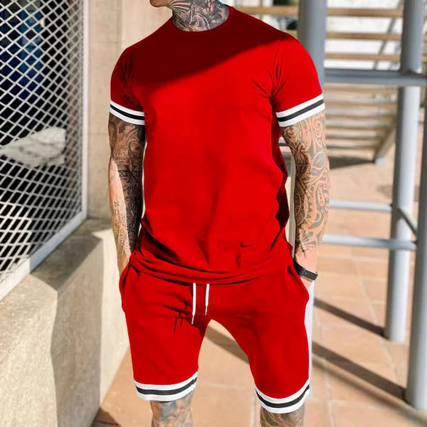 Men’s Contrast-Trim T-Shirt and Shorts Set