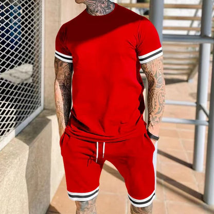 Men’s Contrast-Trim T-Shirt and Shorts Set