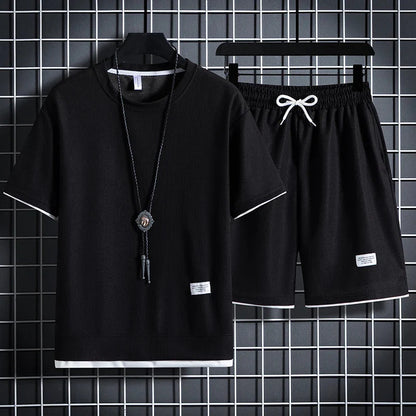 Men’s Textured T-Shirt and Shorts Set