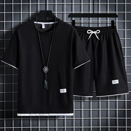 Men’s Textured T-Shirt and Shorts Set