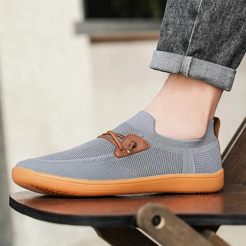 Men’s Knit Leather-Look Trainer