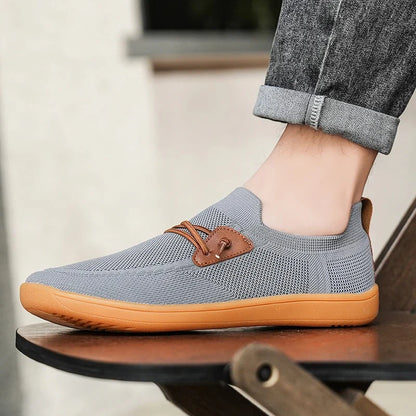 Men’s Knit Leather-Look Trainer