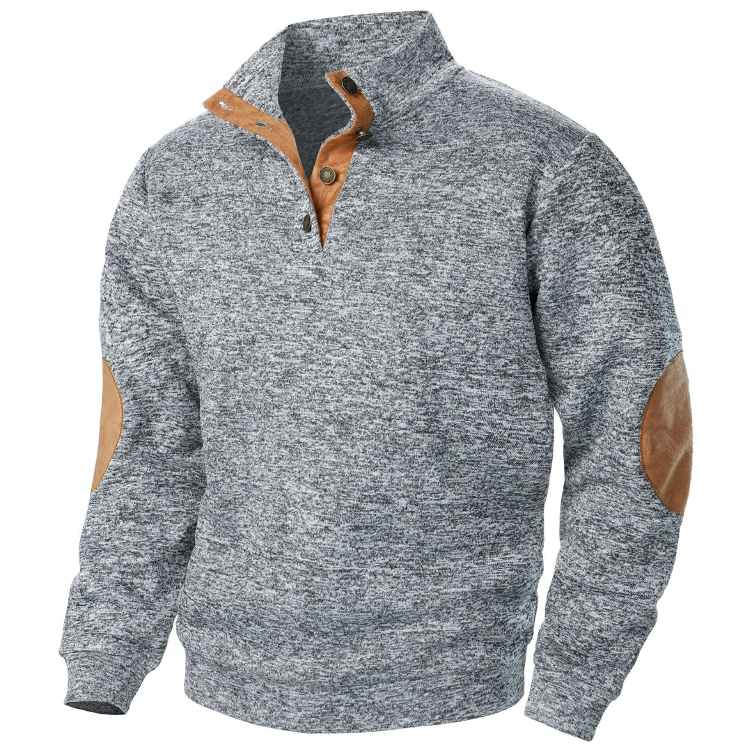 Modern Knit Button-Collar Sweater