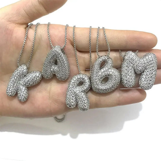 Waterproof 18K Gold Plated Bubble Initial Necklace