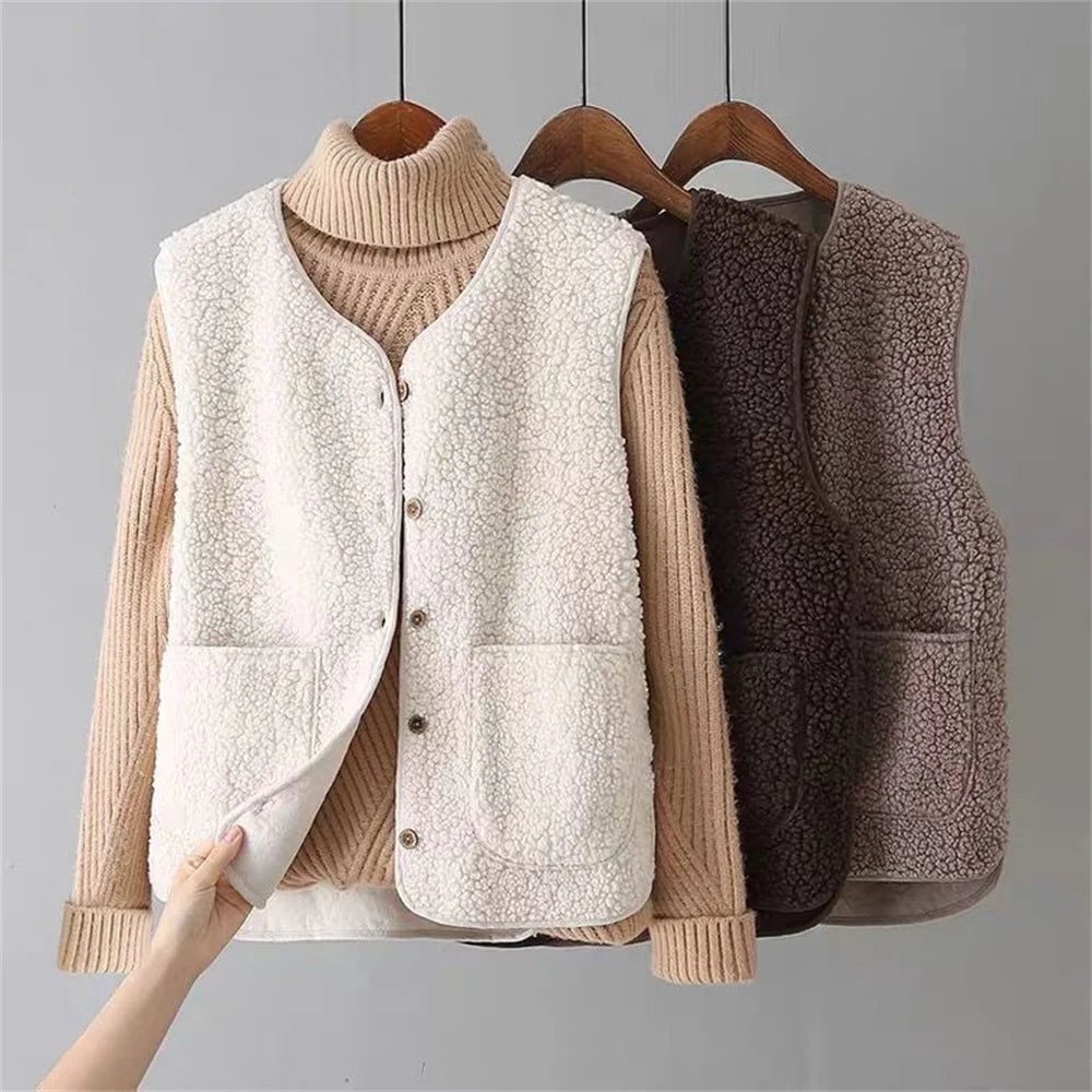 Women's Wool Blend Button-Front Vest