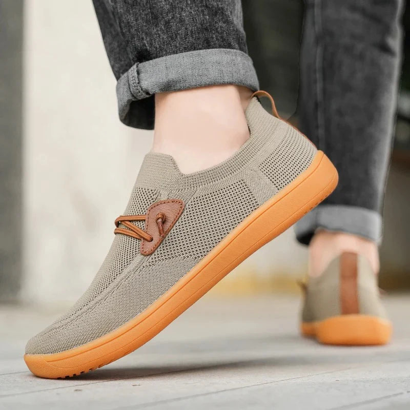 Men’s Knit Leather-Look Trainer