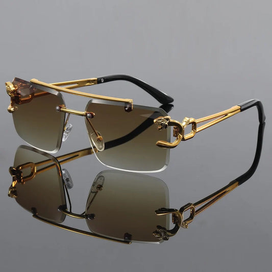 Men’s Rimless Rectangular Sunglasses