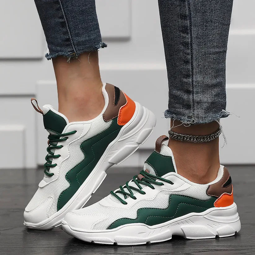 Women’s Retro Mesh Leather Cushion Runner Trainers