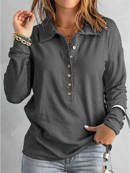 Women’s Breathable Cotton V-Neck Relaxed Shirt