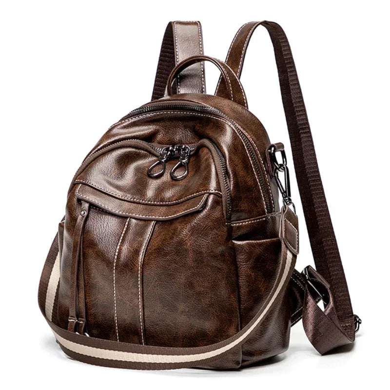 Women’s Classic Leather-Look City Backpack