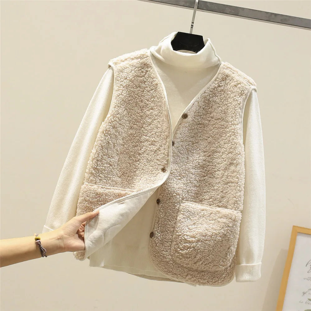 Women's Wool Blend Button-Front Vest
