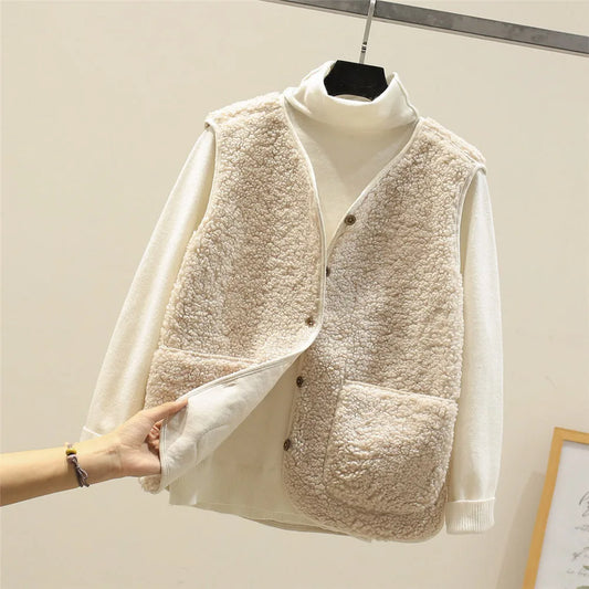 Women's Wool Blend Button-Front Vest