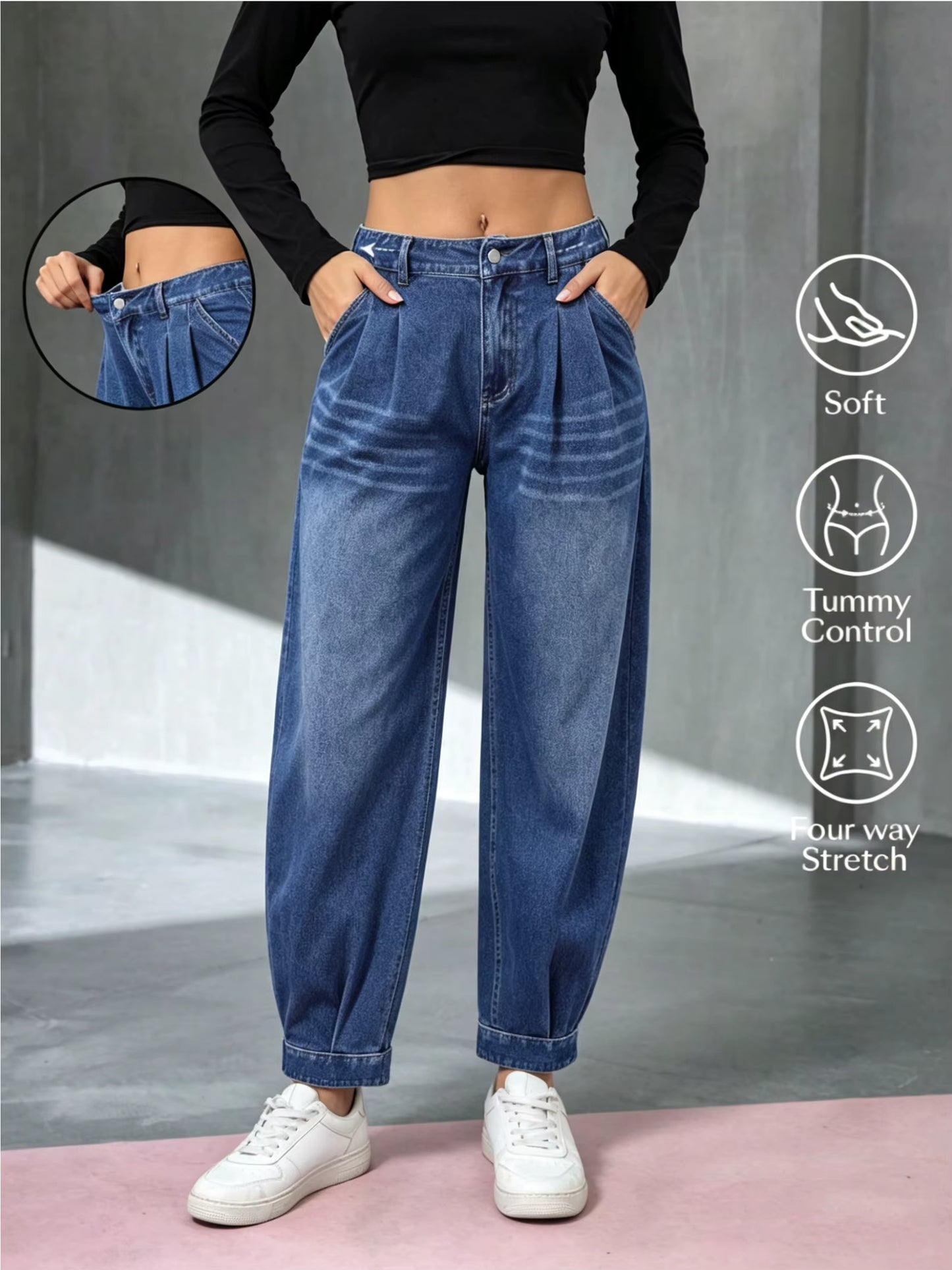 Women's Relaxed Tapered Denim Trousers