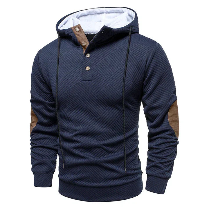 Men’s Hooded Casual Hoodie with Textured Panels